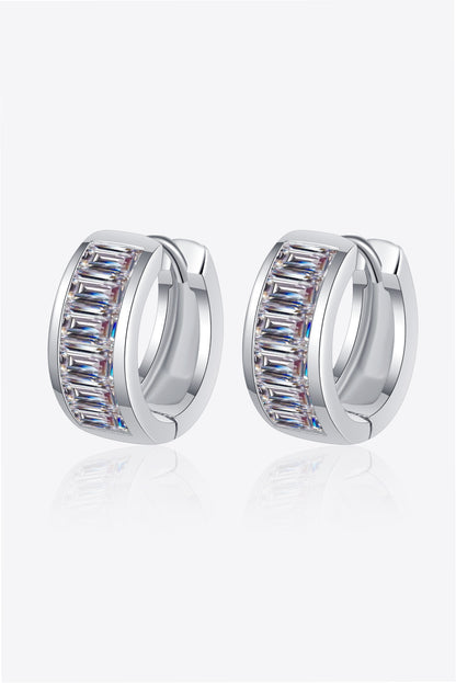 1.8 Carat Moissanite 925 Sterling Silver Huggie Earrings Silver One Size