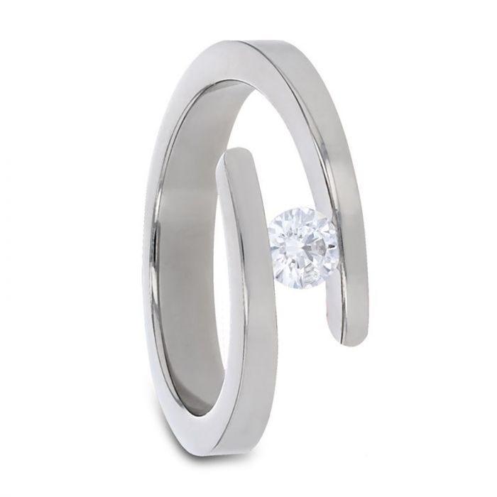 ANNA Tension Set Titanium Diamond Ring 4mm