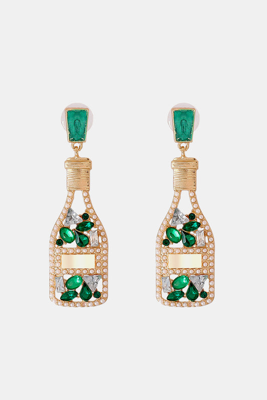 Wine Shape Zinc Alloy Acrylic Dangle Earrings Dark Green One Size