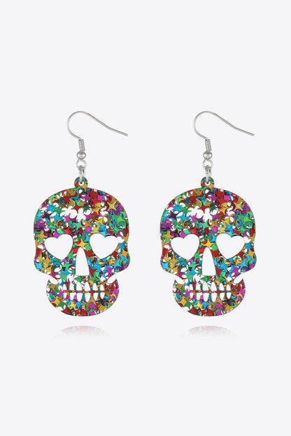 Acrylic Skull Drop Earrings Multicolor One Size