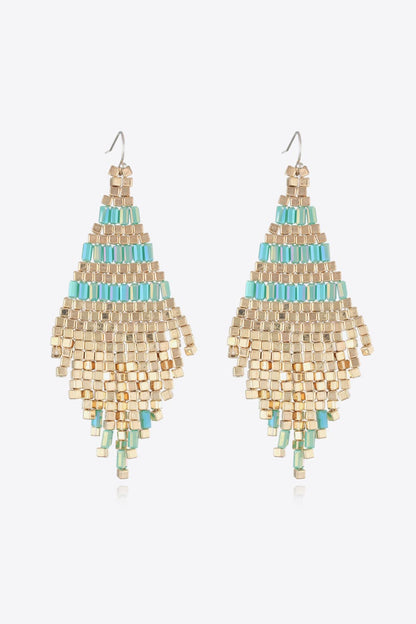 Beaded Dangle Earrings Turquoise One Size