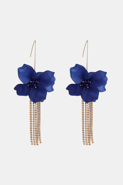 Flower Shape Acrylic Dangle Earrings Royal Blue One Size