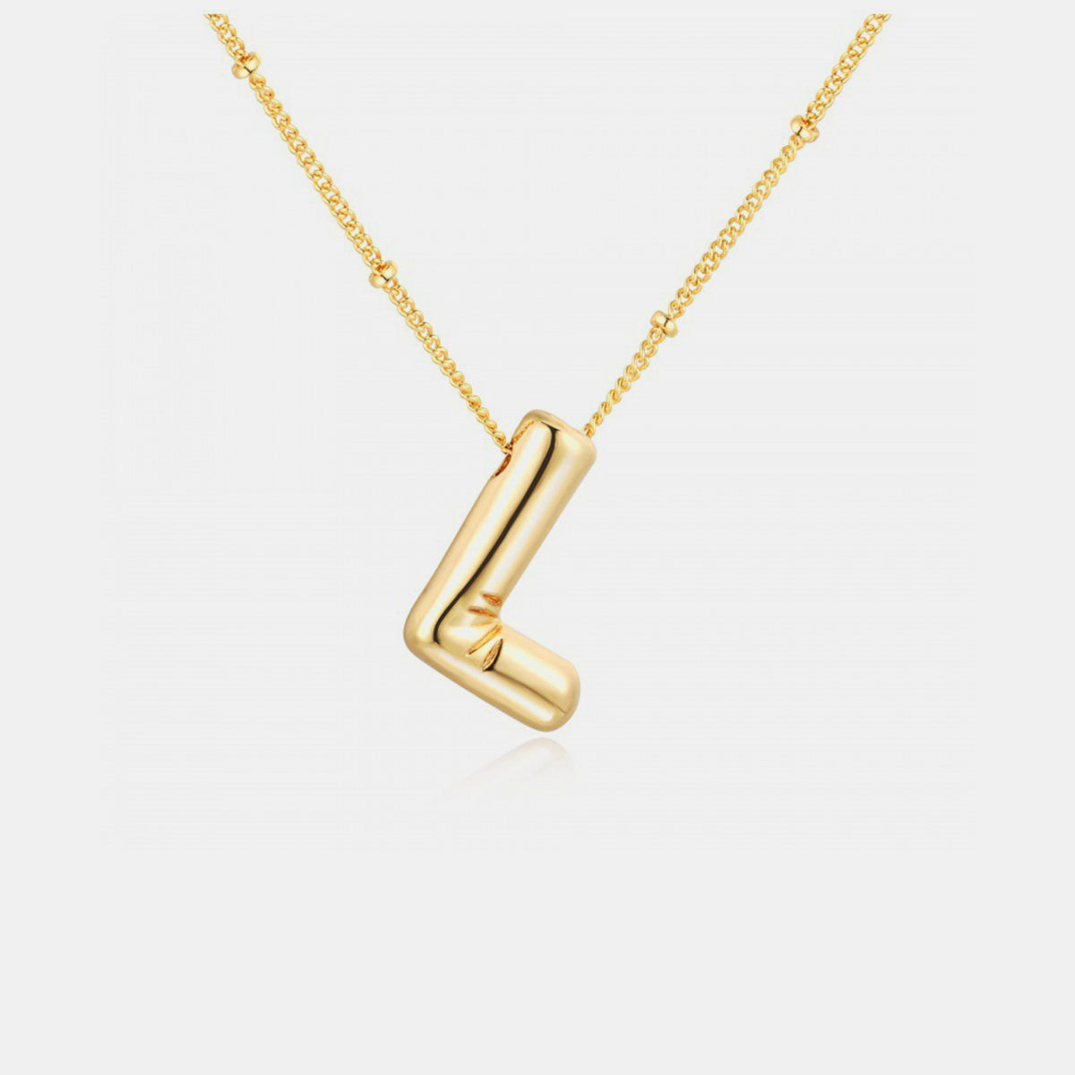 Gold-Plated Bubble Initial Necklace Style L One Size