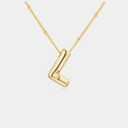 Gold-Plated Bubble Initial Necklace Style L One Size