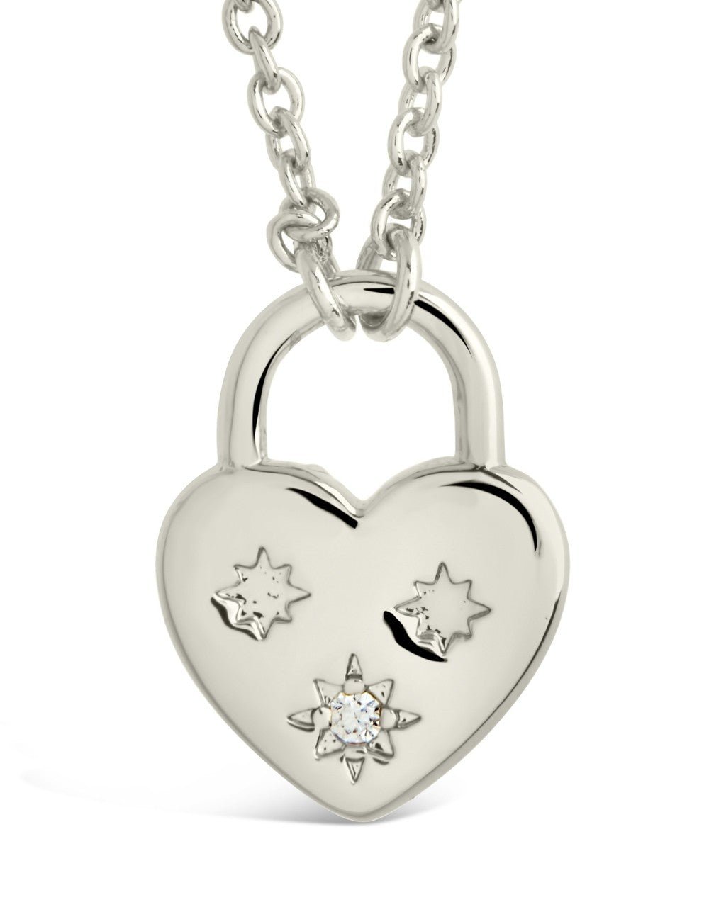 Josephine CZ Heart Locket Pendant Necklace Silver