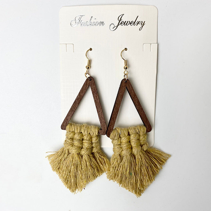 Tassel Detail Geometric Earrings Chartreuse One Size