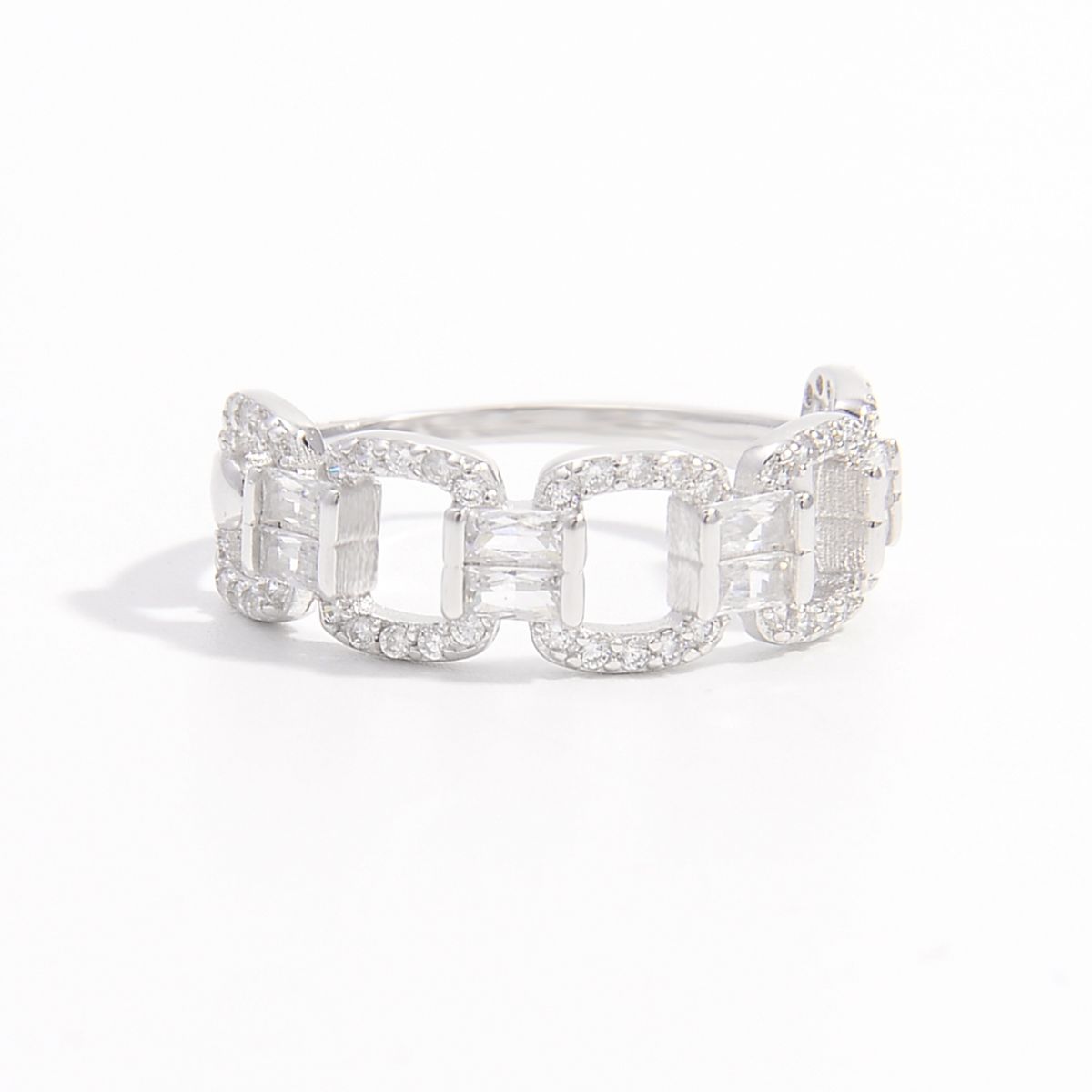 925 Sterling Silver Zircon Cutout Ring Silver