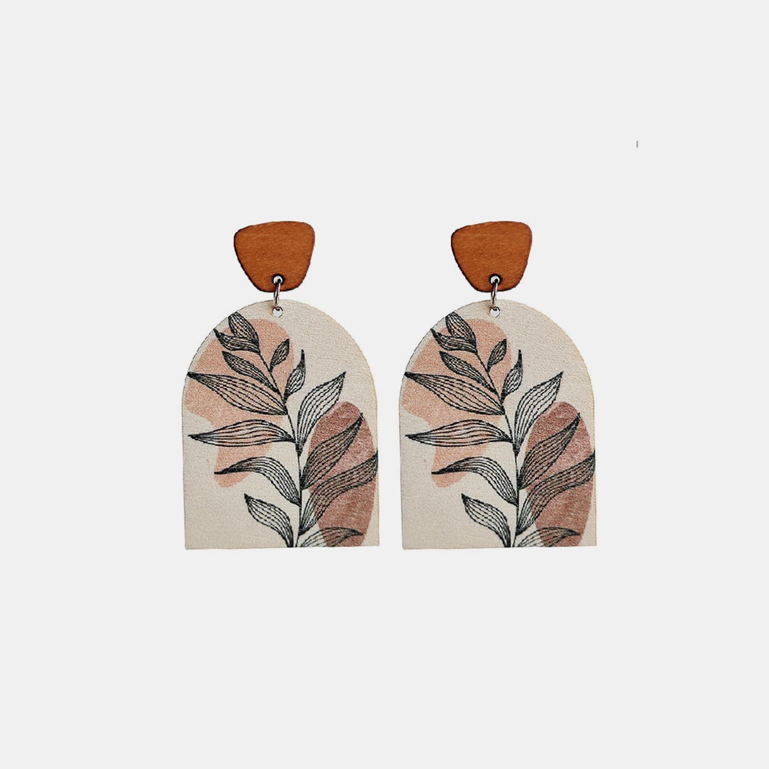 Geometrical Shape Wooden Drop Earrings Apricot One Size