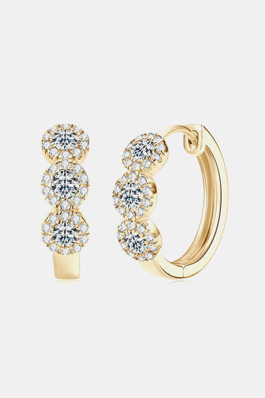 Moissanite 925 Sterling Silver Huggie Earrings Gold One Size