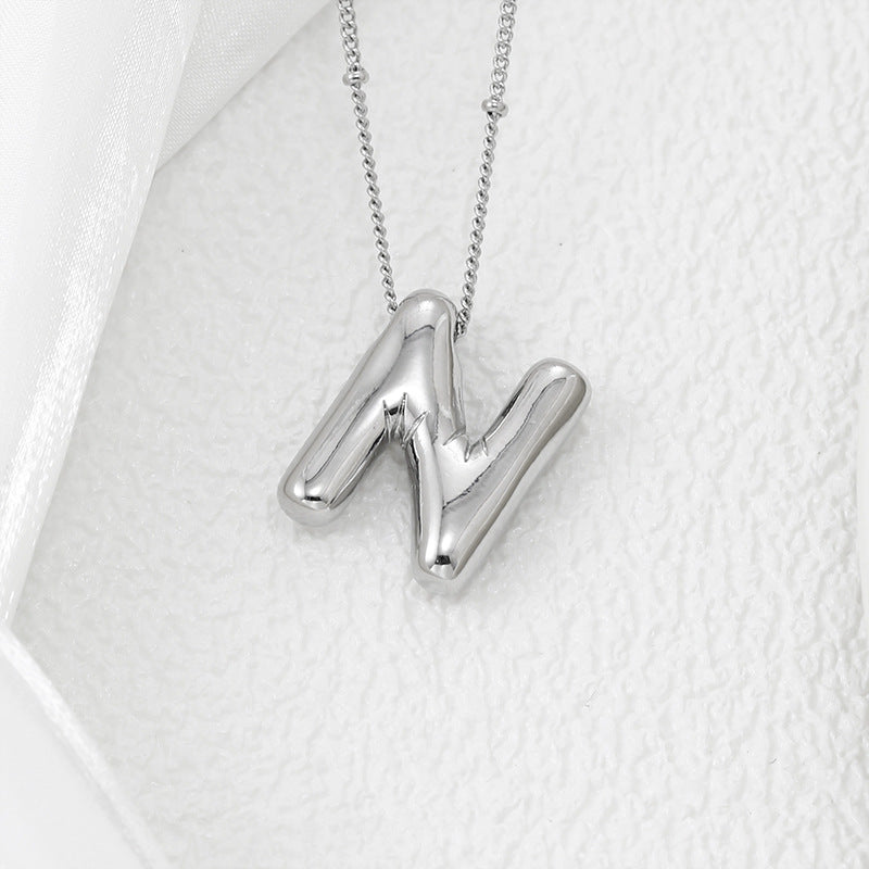 Copper Bubble Letter Pendant Necklace Style N One Size