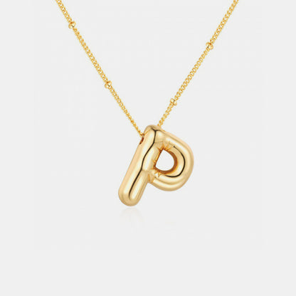 Gold-Plated Bubble Initial Necklace Style P One Size
