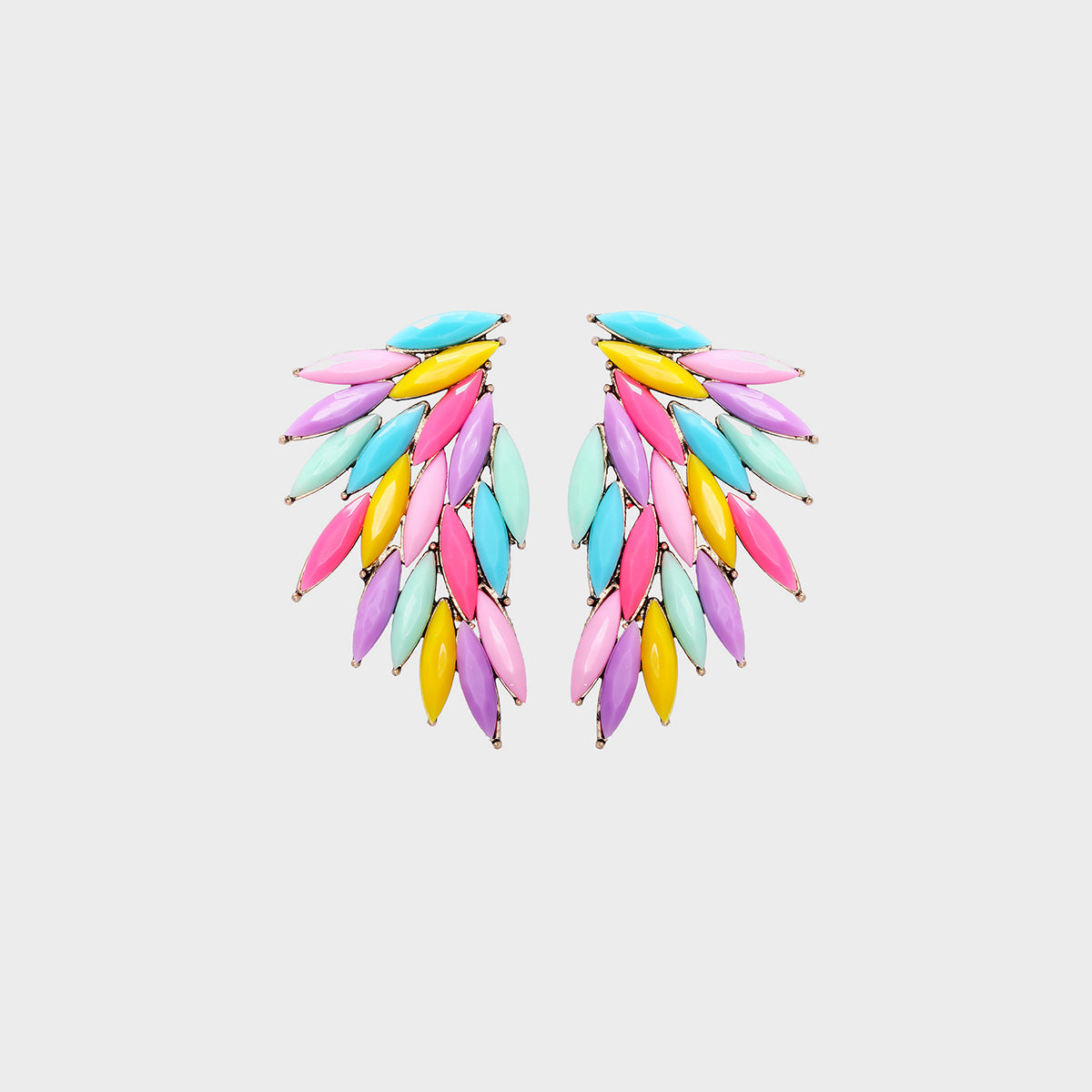 Alloy Acrylic Wing Earrings Yellow One Size