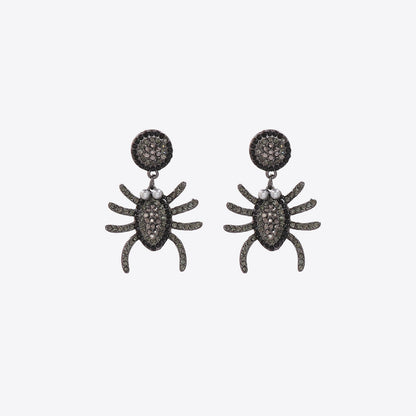 Spider Rhinestone Alloy Earrings Black One Size