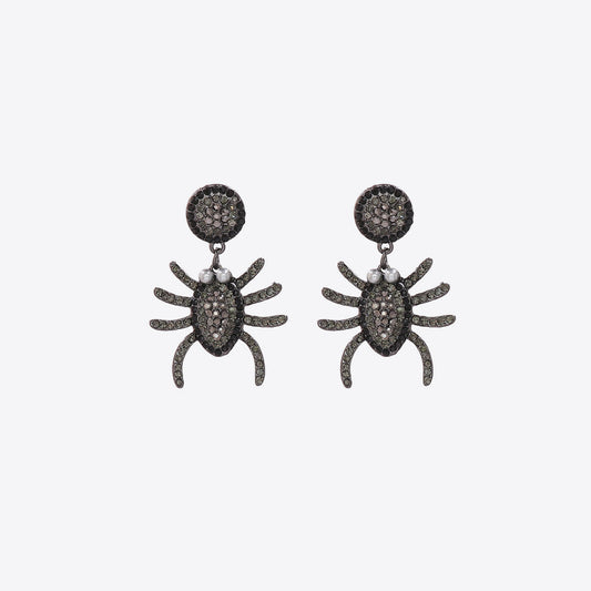 Spider Rhinestone Alloy Earrings Black One Size