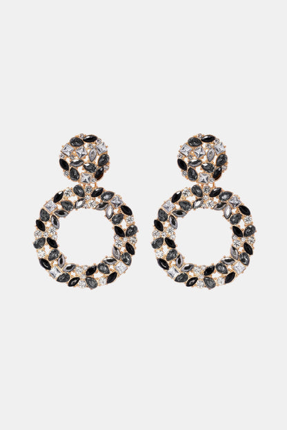 Round Shape Acrylic Dangle Earrings Black One Size