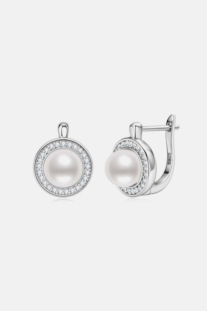 Moissanite Pearl 925 Sterling Silver Earrings Silver One Size
