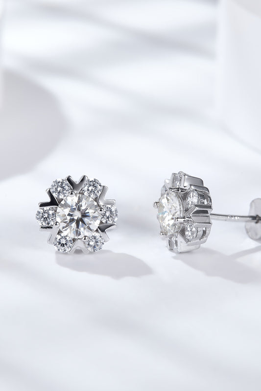 925 Sterling Silver Moissanite Stud Earrings Silver One Size