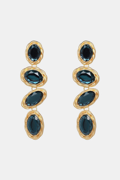 Geometrical Shape Resin Dangle Earrings Dark Blue One Size