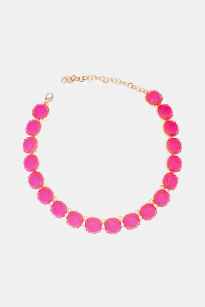 Zinc Alloy Resin Necklace Hot Pink One Size
