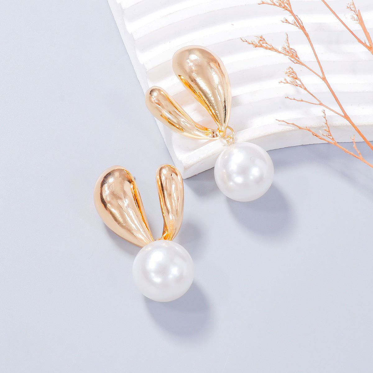 Alloy Drip Oil Bunny Earrings White One Size