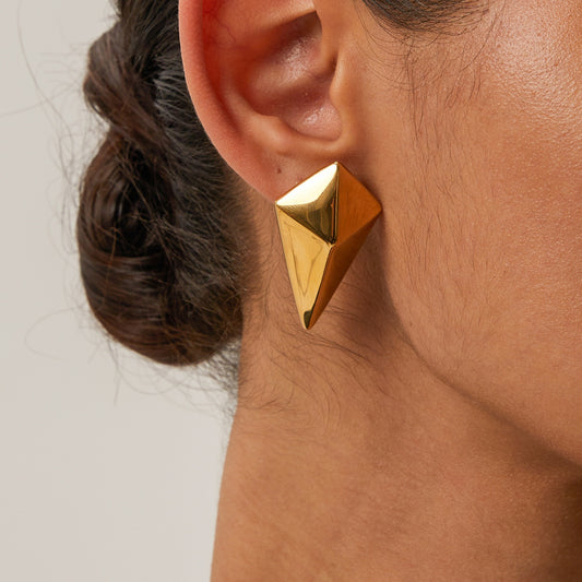 Stainless Steel 18K Gold-Plated Geometric Earrings Gold One Size