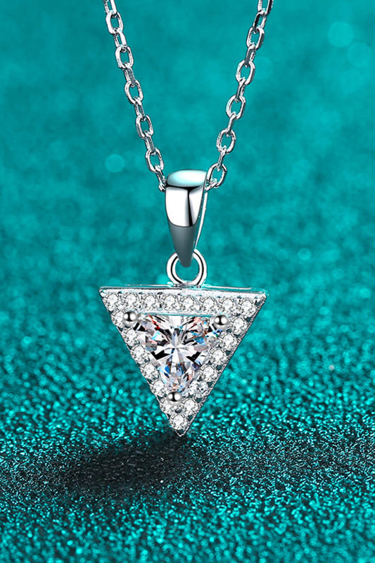 925 Sterling Silver Triangle Moissanite Pendant Necklace Silver One Size