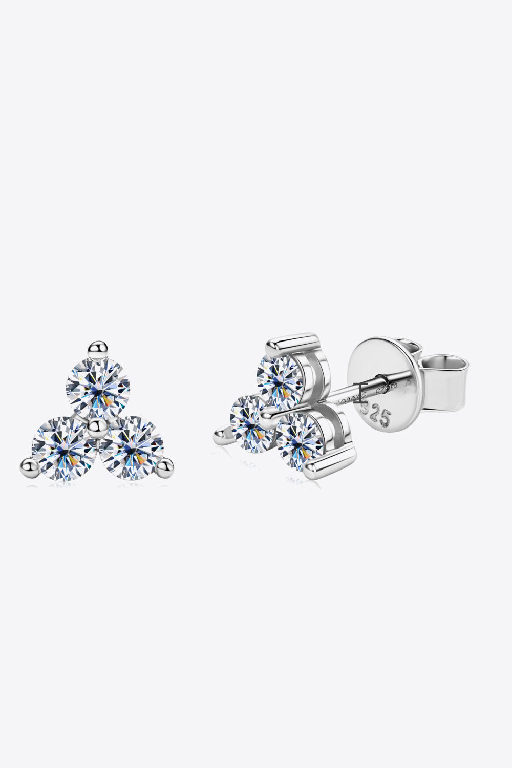 Moissanite 925 Sterling Silver Stud Earrings Silver One Size
