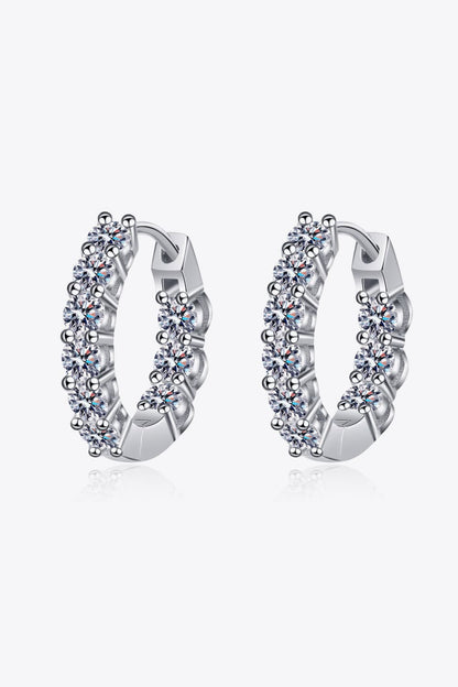 1.8 Carat Moissanite Hoop Earrings Silver One Size