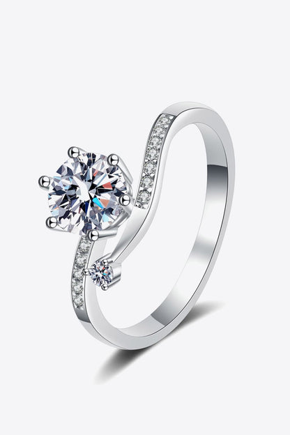 1 Carat Moissanite 925 Sterling Silver Bypass Ring Silver