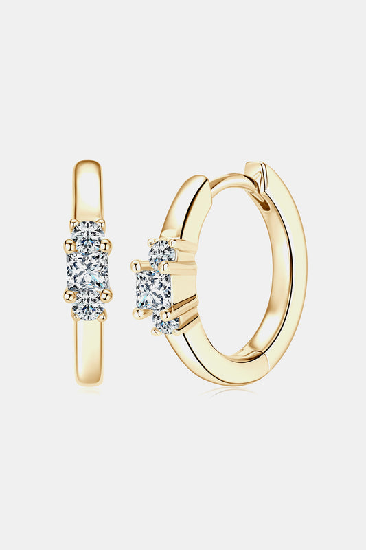 Moissanite 925 Sterling Silver Huggie Earrings Gold One Size