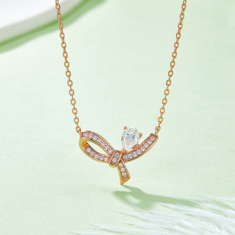 Moissanite 925 Sterling Silver Necklace Rose Gold One Size