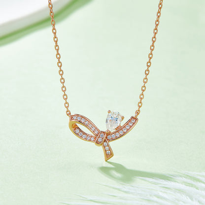Moissanite 925 Sterling Silver Necklace Rose Gold One Size