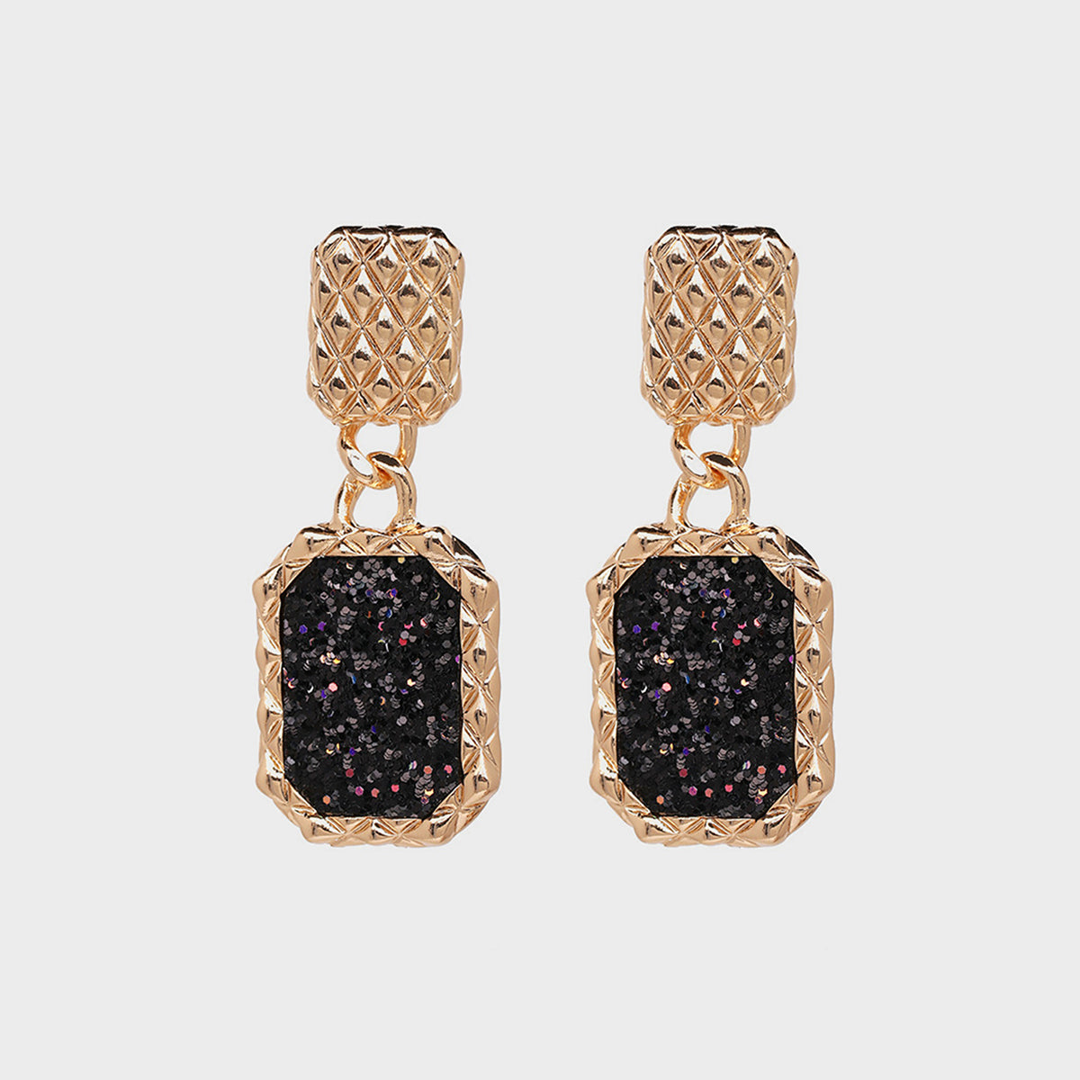Geometric Alloy Dangle Earrings Black One Size