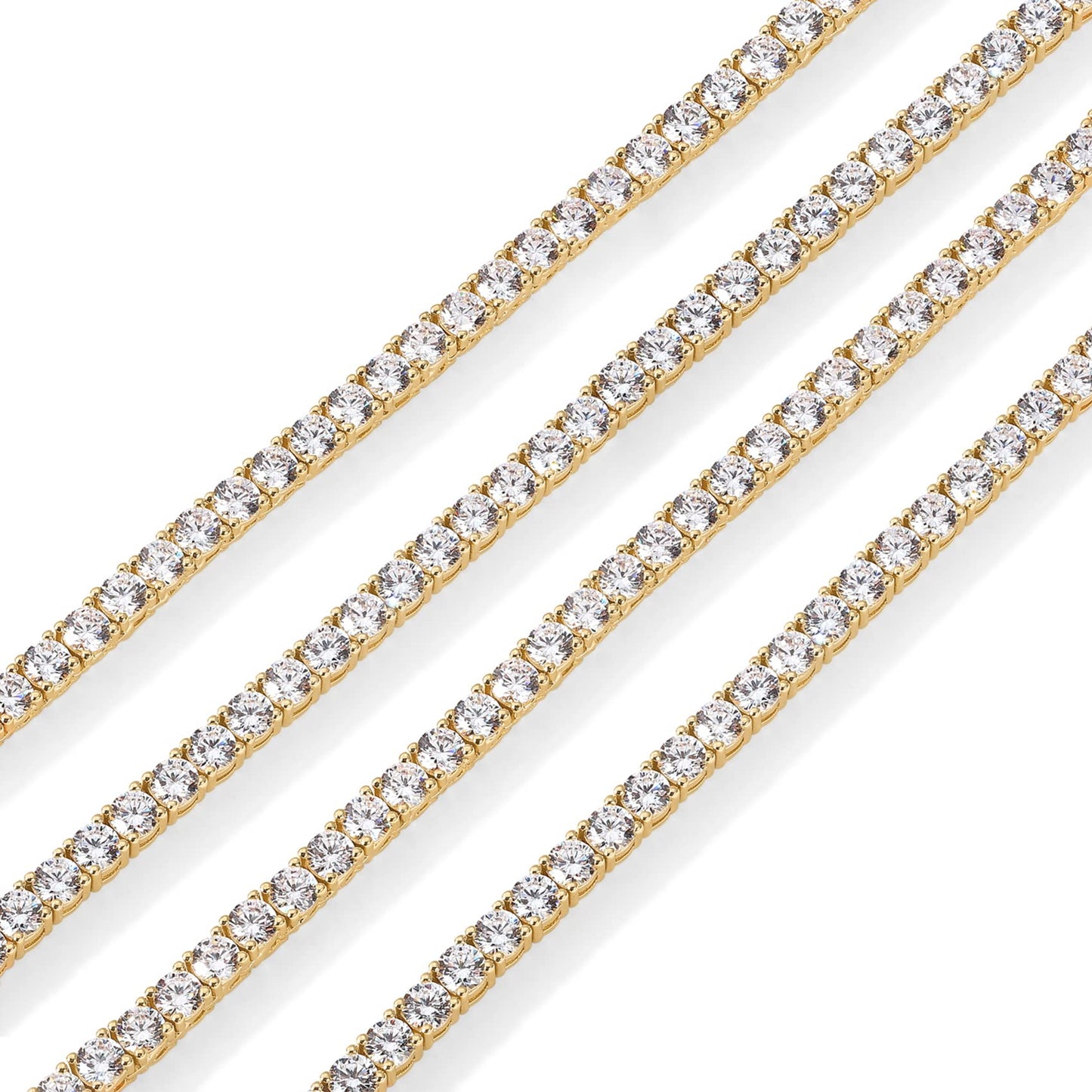 PAVOI 14K Gold Plated 3mm Simulated Diamond Tennis Necklace for Women | Tennis Chain | Chunky Long Gold Necklace for Women| Sizes 15" and 18"
