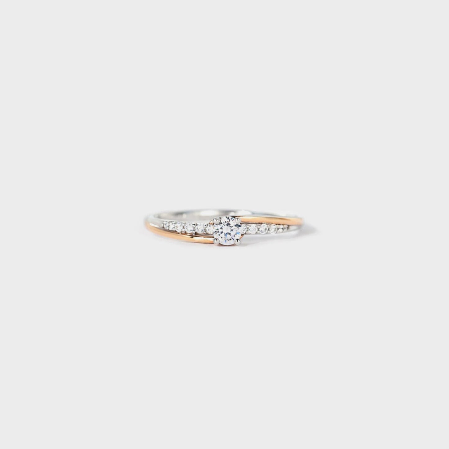 Inlaid Zircon Bicolor Rose Gold-Plated Ring Silver