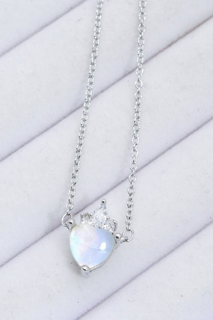 925 Sterling Silver Moonstone Heart Pendant Necklace Moonstone One Size