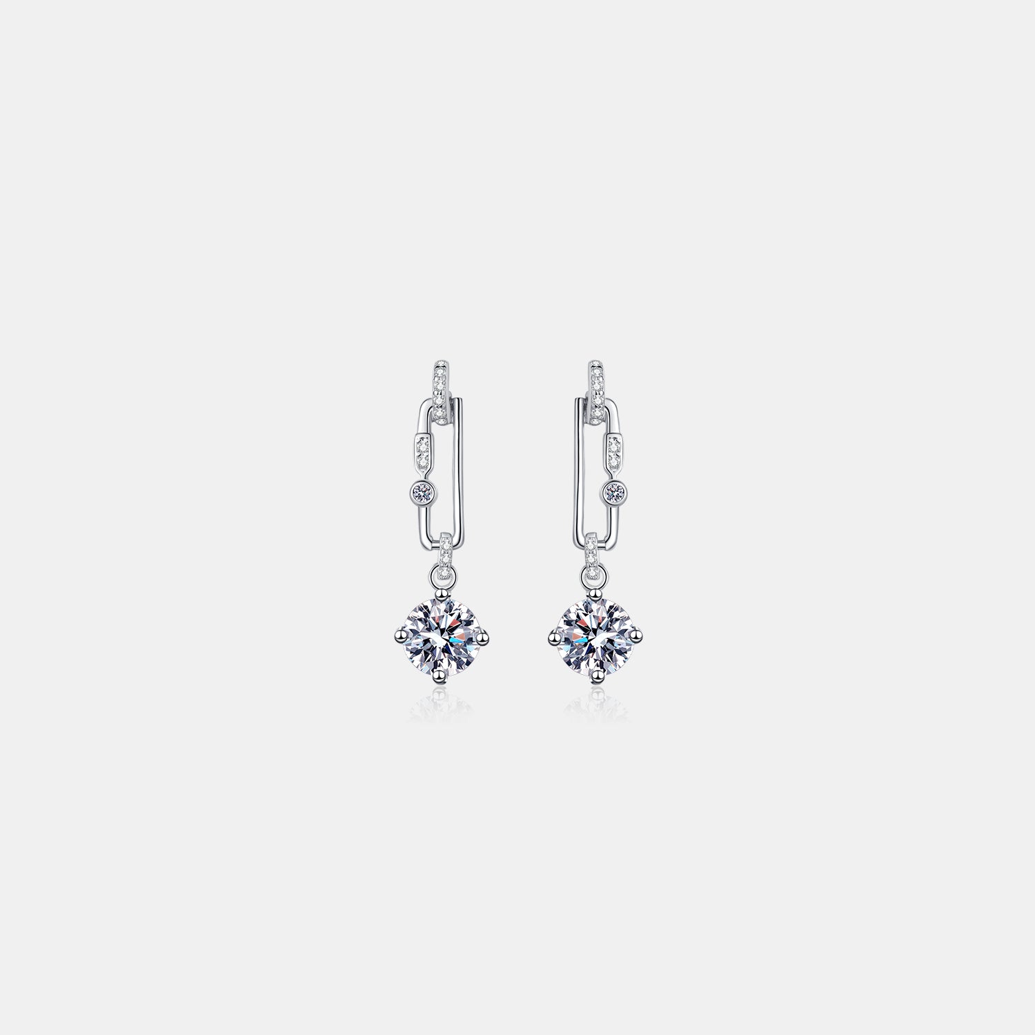 2 Carat Moissanite 925 Sterling Silver Earrings Silver One Size