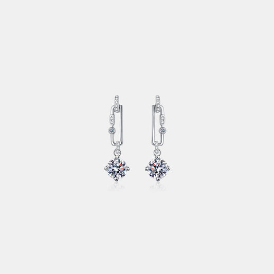 2 Carat Moissanite 925 Sterling Silver Earrings Silver One Size