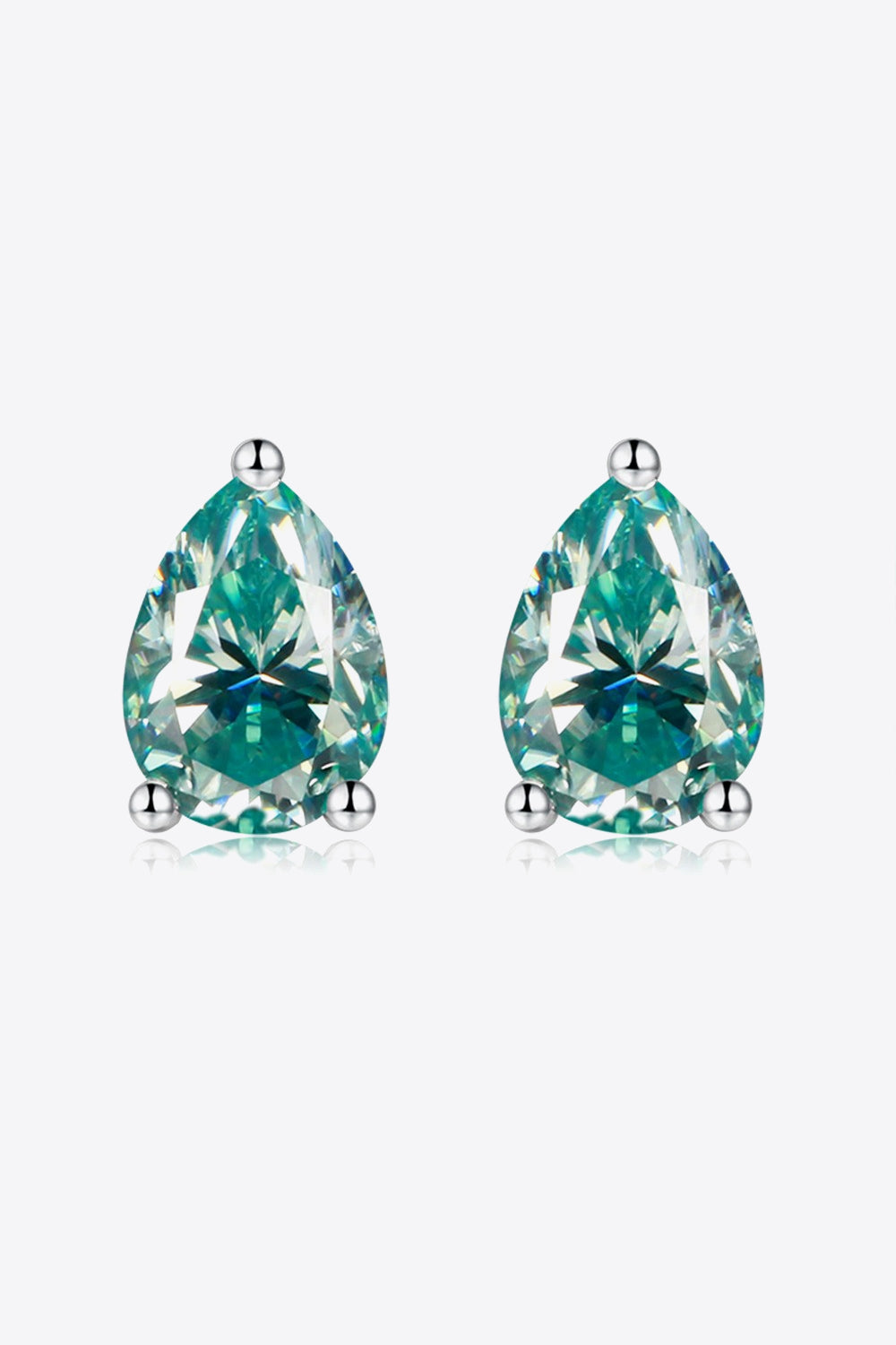 2 Carat Moissanite Teardrop Earrings Teal One Size