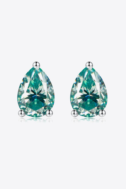 2 Carat Moissanite Teardrop Earrings Teal One Size