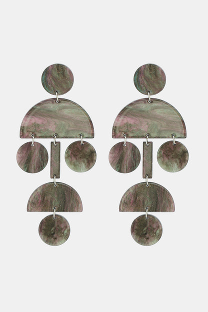 Geometrical Shape Acrylic Dangle Earrings Dark Gray One Size