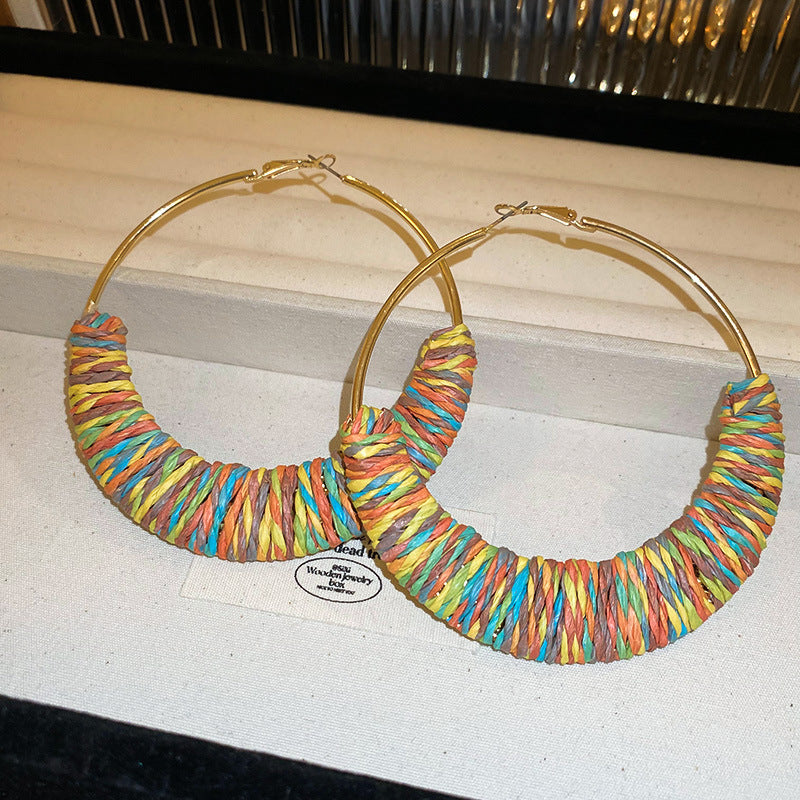 Alloy Grass Vine Hoop Earrings Multi One Size