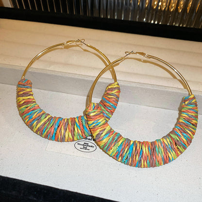 Alloy Grass Vine Hoop Earrings Multi One Size
