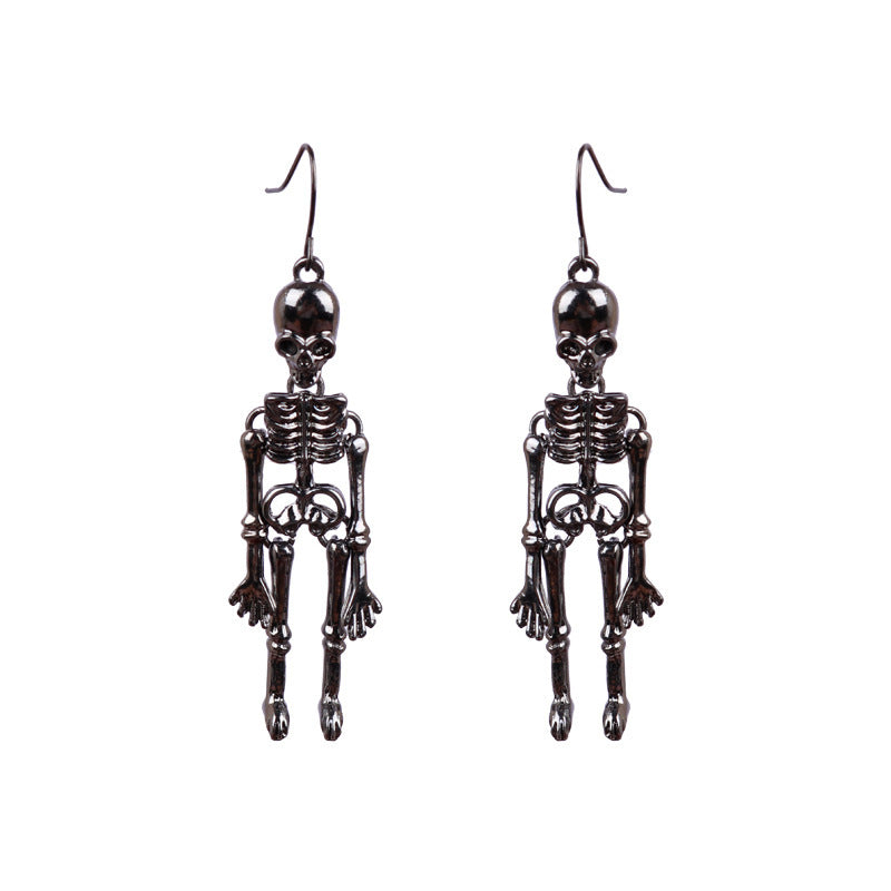 Skeleton Alloy Earrings Black One Size