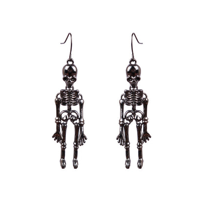 Skeleton Alloy Earrings Black One Size