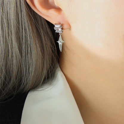 Zircon Copper Geometric Drop Earrings Silver One Size