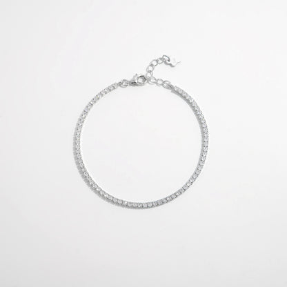 925 Sterling Silver Inlaid Zircon Bracelet Silver One Size