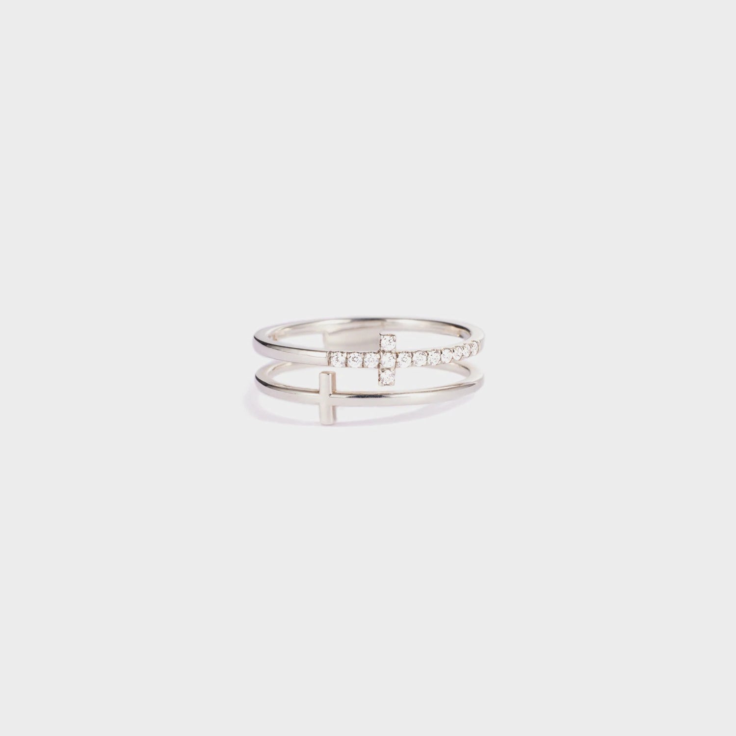 925 Sterling Silver Double Cross Ring Silver