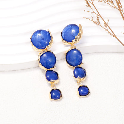 Alloy & Rhinestone Earrings Cobalt Blue One Size