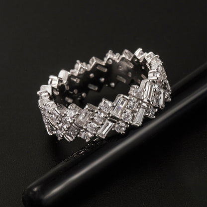 Inlaid Zircon 925 Sterling Silver Ring Silver